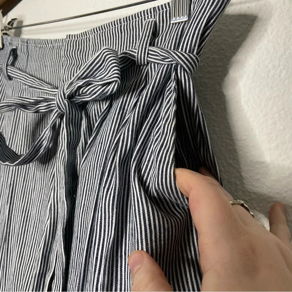Tie Waist Striped Shorts High Waist Casual Trouser Shorts Size Medium - Picture 2 of 16